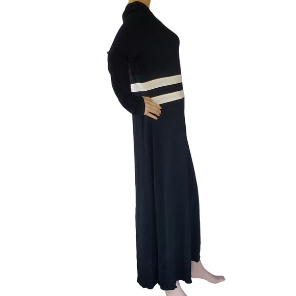 VTG Nicole Studio Long Maxi Dress Women's 16 Black Knit Long Sleeve Pullover - Picture 5 of 10